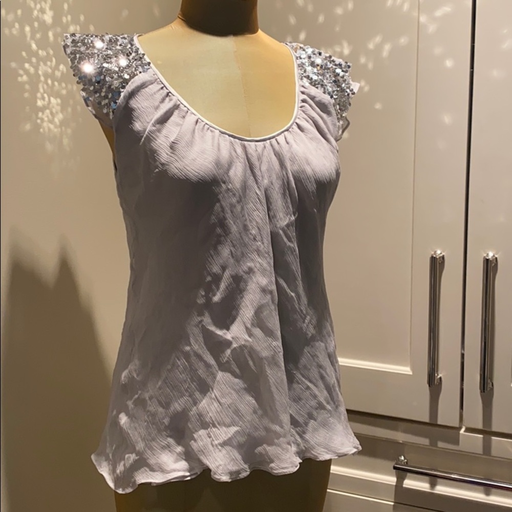MR ABBOTT SILVER GREY SEQUIN TOP